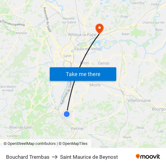 Bouchard Trembas to Saint Maurice de Beynost map