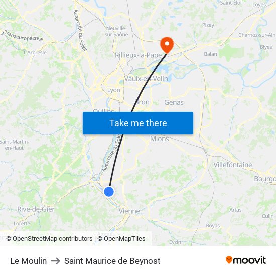 Le Moulin to Saint Maurice de Beynost map