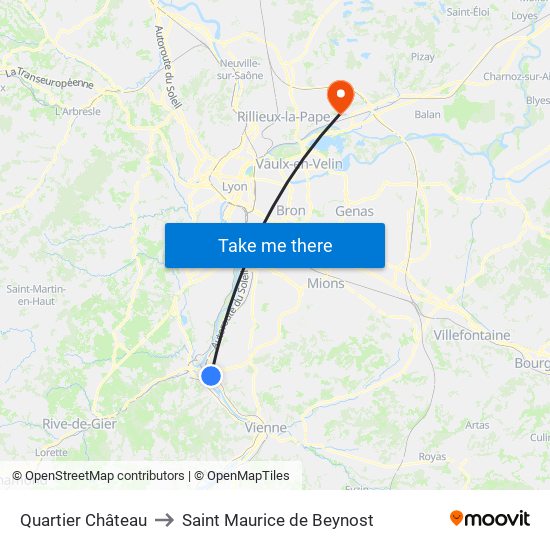 Quartier Château to Saint Maurice de Beynost map