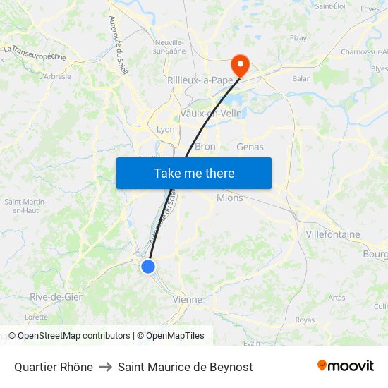 Quartier Rhône to Saint Maurice de Beynost map