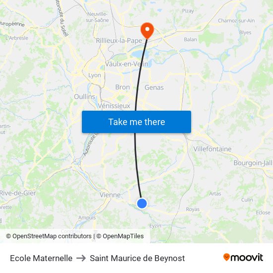 Ecole Maternelle to Saint Maurice de Beynost map