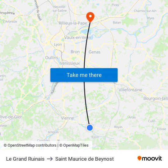 Le Grand Ruinais to Saint Maurice de Beynost map