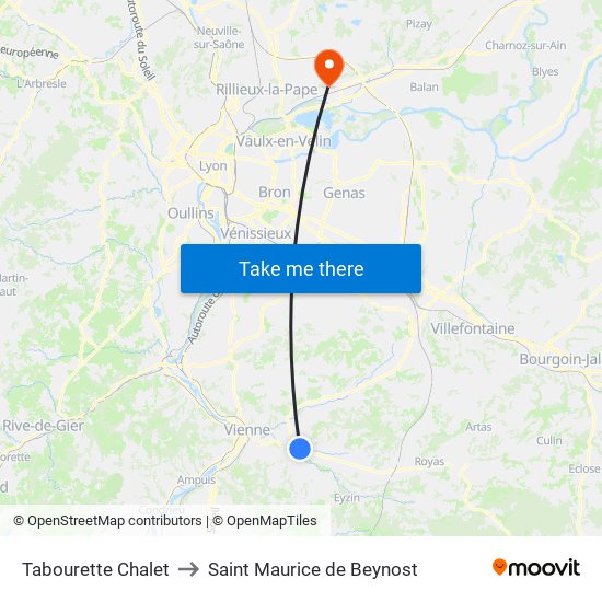 Tabourette Chalet to Saint Maurice de Beynost map