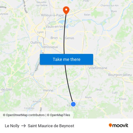 Le Nolly to Saint Maurice de Beynost map