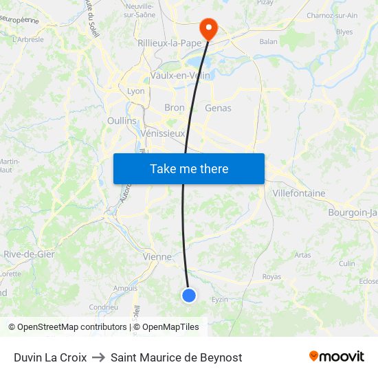 Duvin La Croix to Saint Maurice de Beynost map