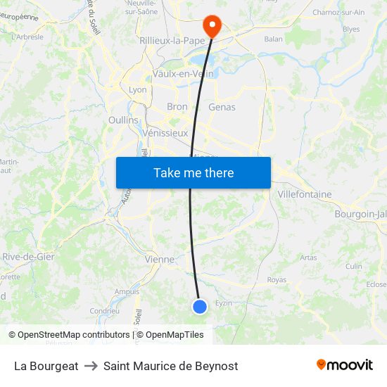 La Bourgeat to Saint Maurice de Beynost map