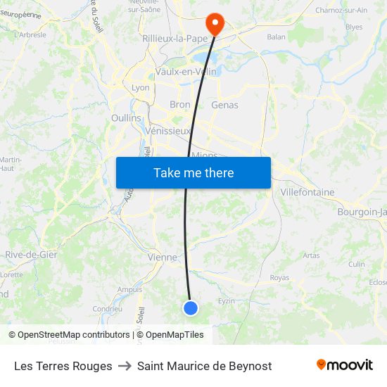 Les Terres Rouges to Saint Maurice de Beynost map