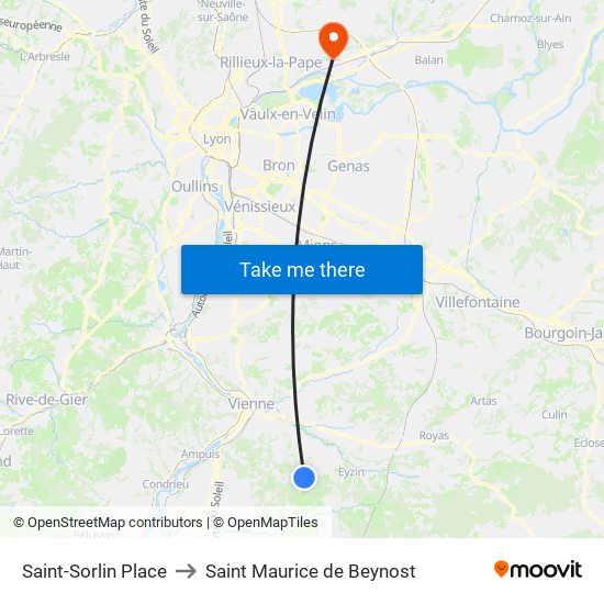 Saint-Sorlin Place to Saint Maurice de Beynost map