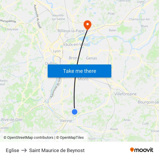 Eglise to Saint Maurice de Beynost map