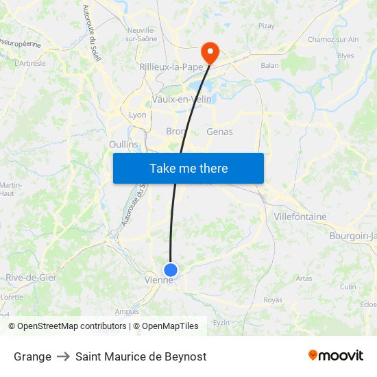 Grange to Saint Maurice de Beynost map