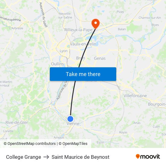 College Grange to Saint Maurice de Beynost map