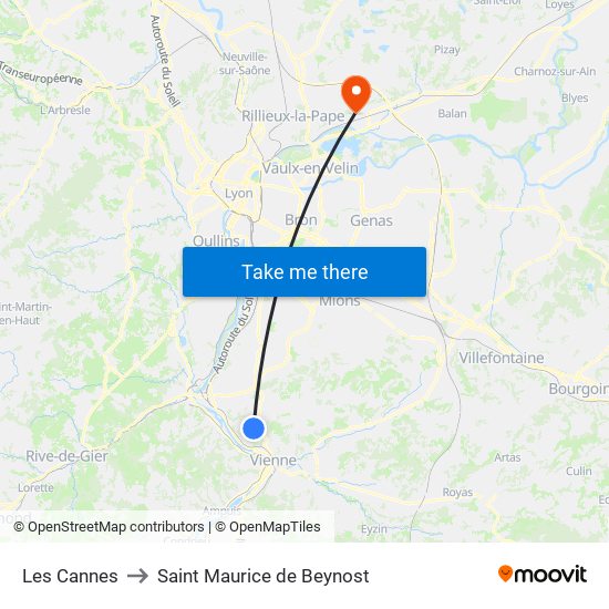 Les Cannes to Saint Maurice de Beynost map