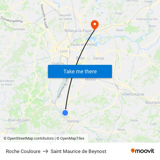 Roche Couloure to Saint Maurice de Beynost map