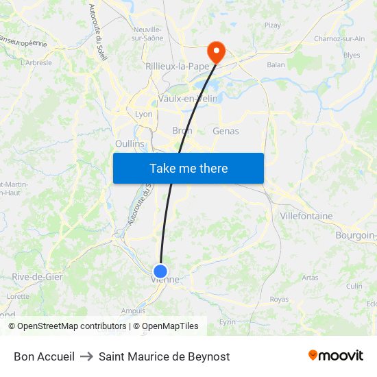 Bon Accueil to Saint Maurice de Beynost map