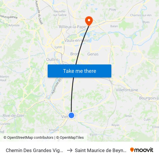 Chemin Des Grandes Vignes to Saint Maurice de Beynost map
