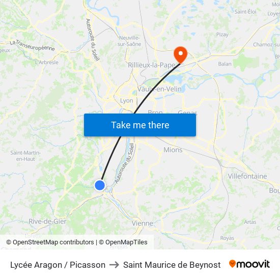 Lycée Aragon / Picasson to Saint Maurice de Beynost map