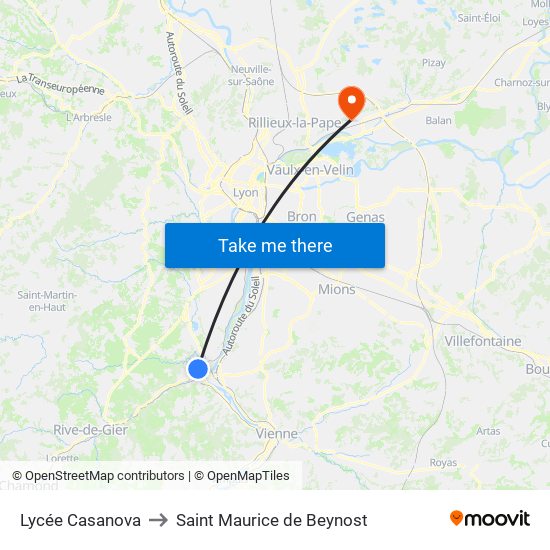 Lycée Casanova to Saint Maurice de Beynost map