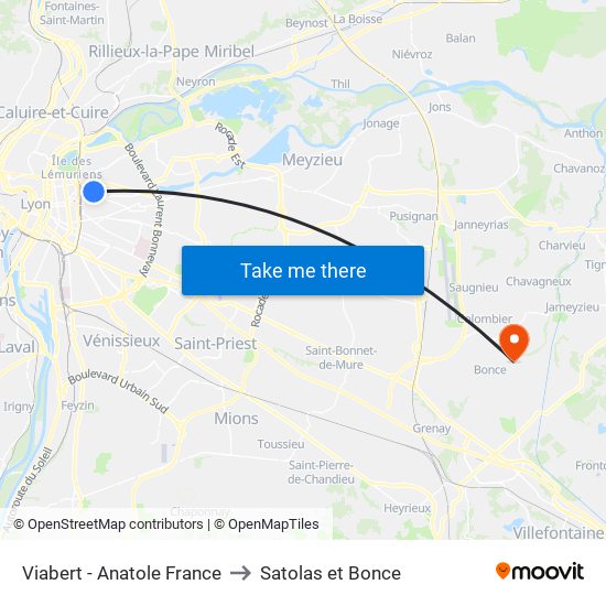 Viabert - Anatole France to Satolas et Bonce map