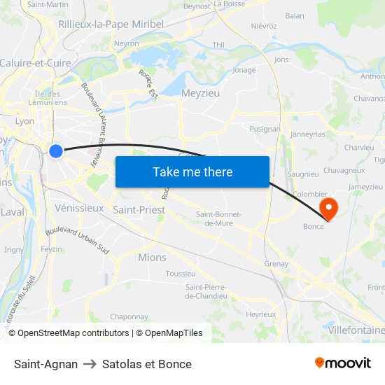 Saint-Agnan to Satolas et Bonce map