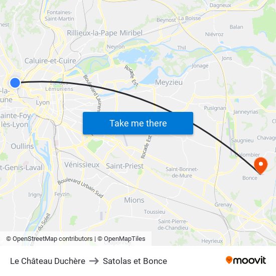 Le Château Duchère to Satolas et Bonce map