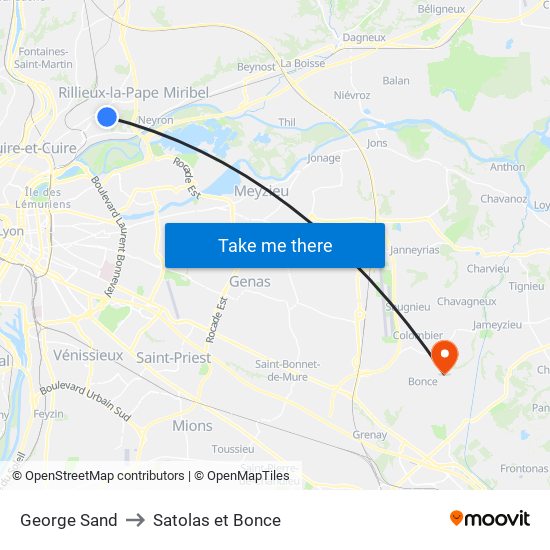 George Sand to Satolas et Bonce map