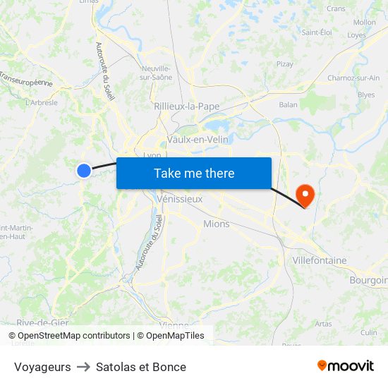 Voyageurs to Satolas et Bonce map