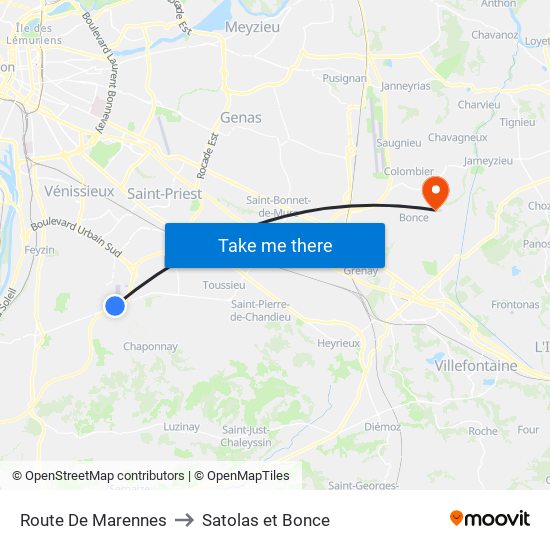 Route De Marennes to Satolas et Bonce map