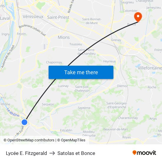 Lycée E. Fitzgerald to Satolas et Bonce map