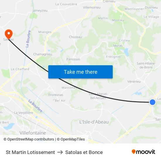 St Martin Lotissement to Satolas et Bonce map