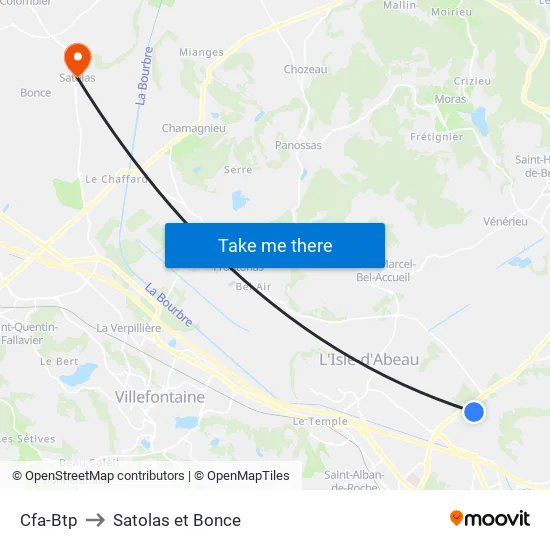 Cfa-Btp to Satolas et Bonce map