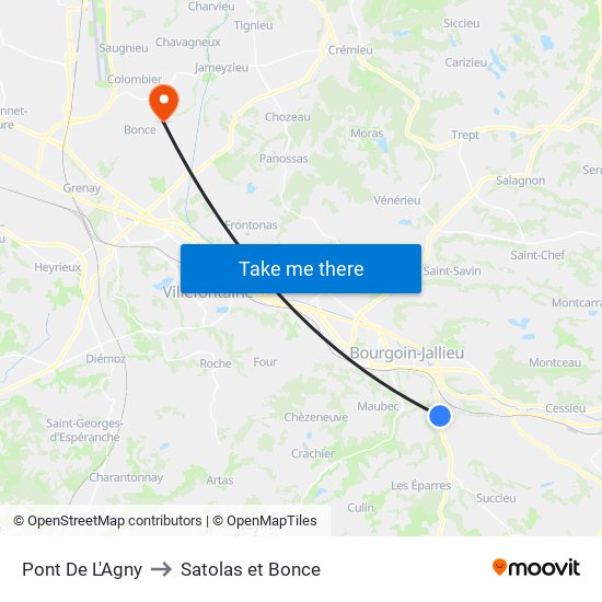 Pont De L'Agny to Satolas et Bonce map