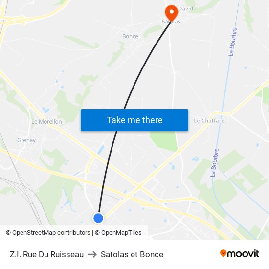 Z.I. Rue Du Ruisseau to Satolas et Bonce map