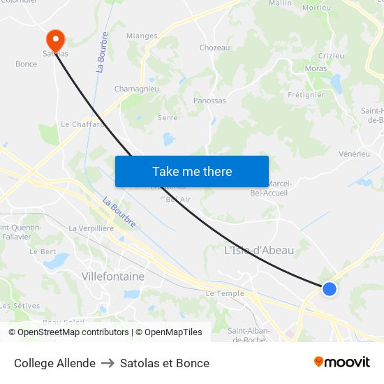 College Allende to Satolas et Bonce map