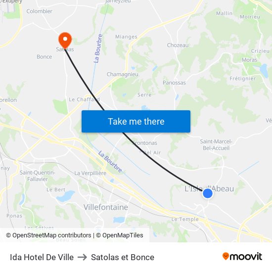Ida Hotel De Ville to Satolas et Bonce map