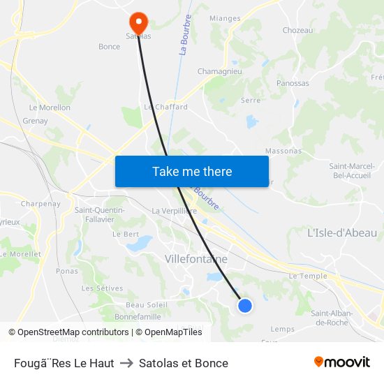 Fougã¨Res Le Haut to Satolas et Bonce map
