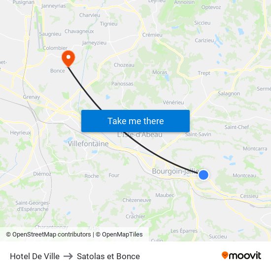 Hotel De Ville to Satolas et Bonce map