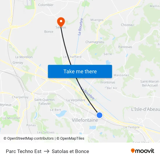 Parc Techno Est to Satolas et Bonce map