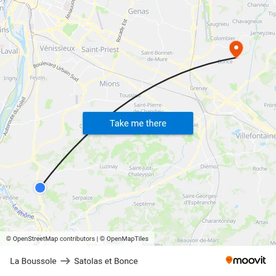 La Boussole to Satolas et Bonce map