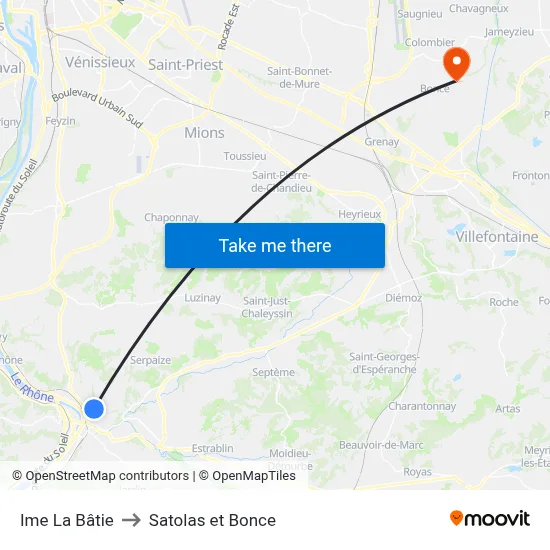 Ime La Bâtie to Satolas et Bonce map