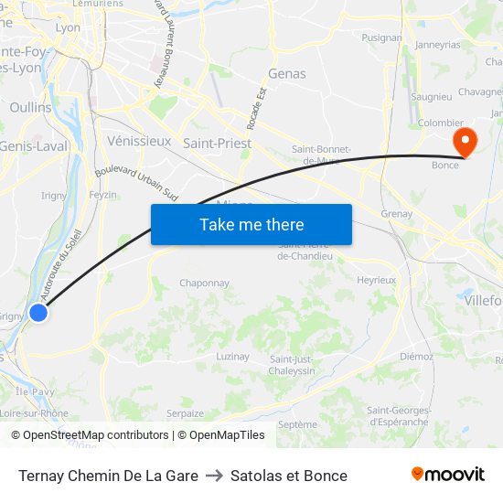 Ternay Chemin De La Gare to Satolas et Bonce map