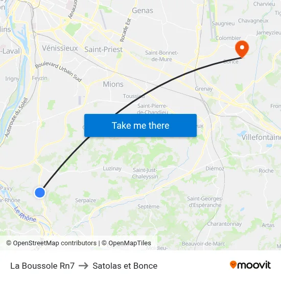 La Boussole Rn7 to Satolas et Bonce map