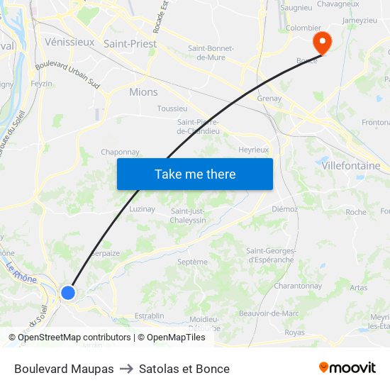 Boulevard Maupas to Satolas et Bonce map