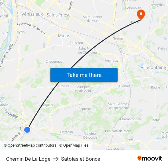 Chemin De La Loge to Satolas et Bonce map