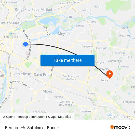 Bernaix to Satolas et Bonce map