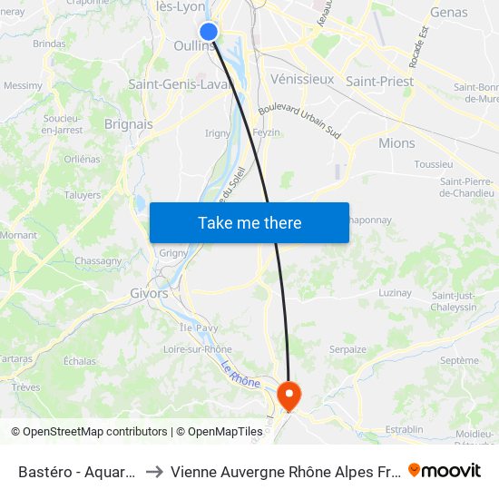 Bastéro - Aquarium to Vienne Auvergne Rhône Alpes France map