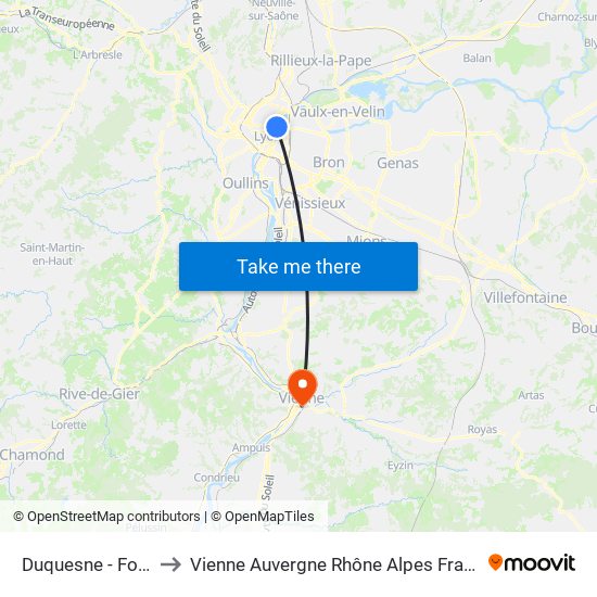Duquesne - Foch to Vienne Auvergne Rhône Alpes France map