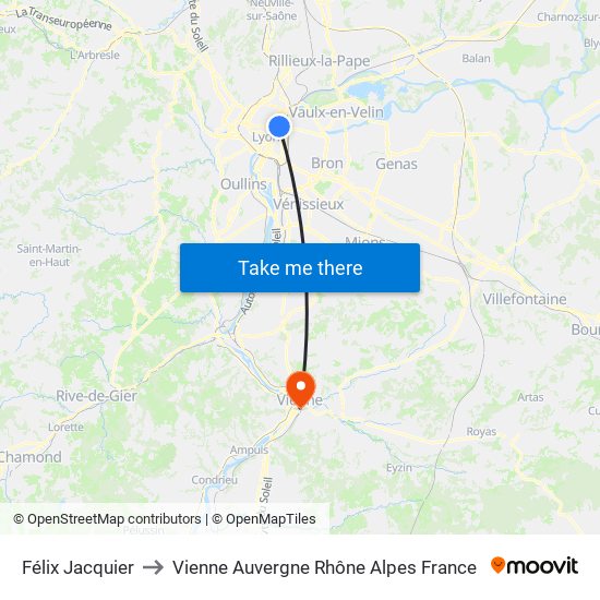 Félix Jacquier to Vienne Auvergne Rhône Alpes France map