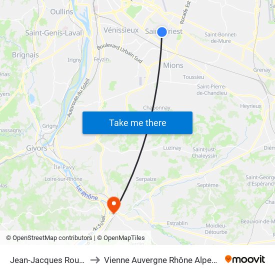 Jean-Jacques Rousseau to Vienne Auvergne Rhône Alpes France map