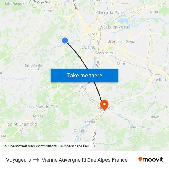 Voyageurs to Vienne Auvergne Rhône Alpes France map