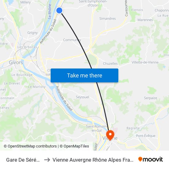 Gare De Sérézin to Vienne Auvergne Rhône Alpes France map